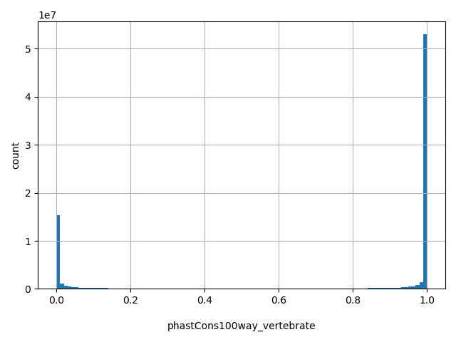 HISTOGRAM FOR phastCons100way_vertebrate