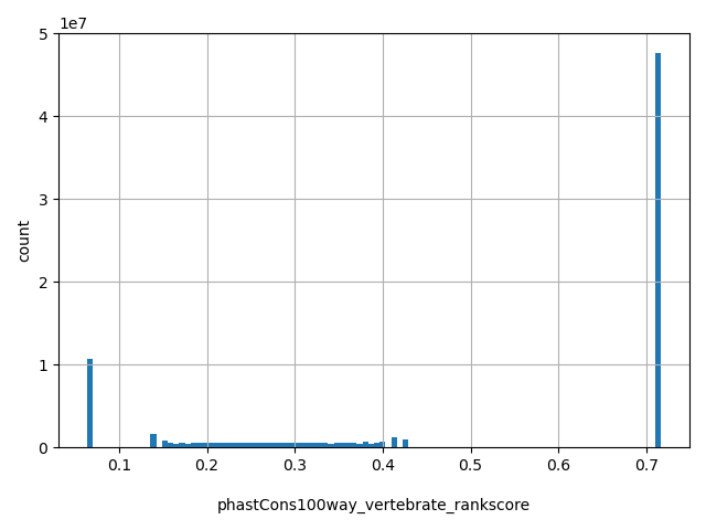 HISTOGRAM FOR phastCons100way_vertebrate_rankscore