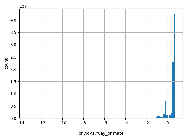 HISTOGRAM FOR phyloP17way_primate