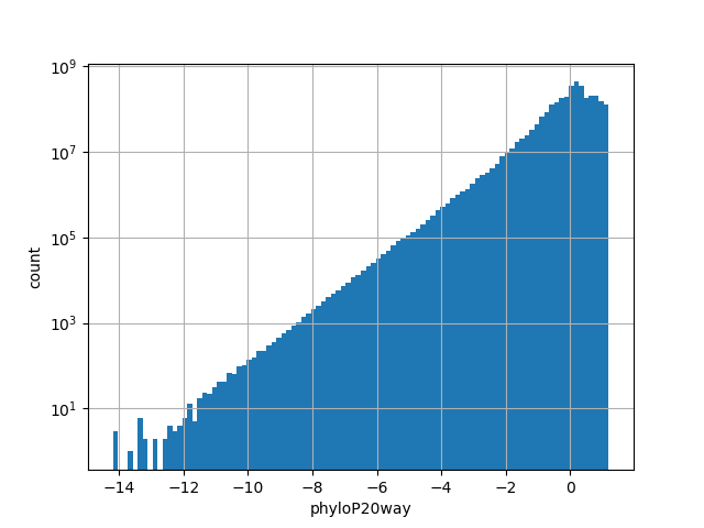 HISTOGRAM FOR phyloP20way