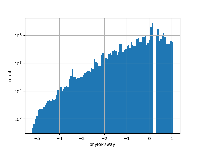 HISTOGRAM FOR phyloP7way